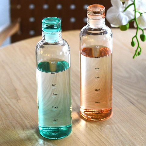 Botella De Agua De Vidrio De Borosilicato Con Marcadores De Tiempo Antigoteo Portátil Para Oficina Deporte