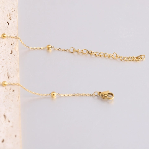 Minimalist Satellite Necklace Stainless Steel Bead Station O-Chain Adjustable Fashion Jewelry For Women Elegant Polished
