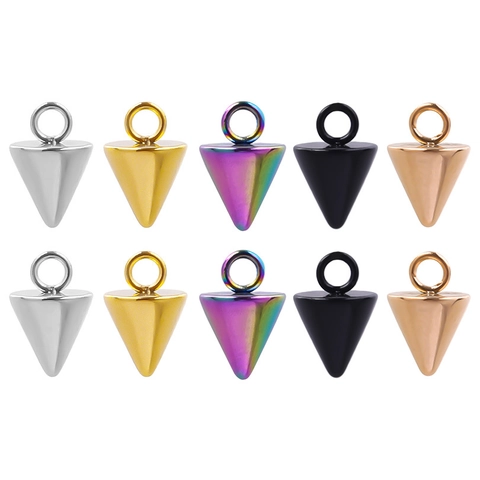 Ciondolo A Cono In Acciaio Inossidabile Mini Charm Conico DIY Creazione Di Gioielli Accessorio Per Collana Placcato Oro 18K Stile Nicchia