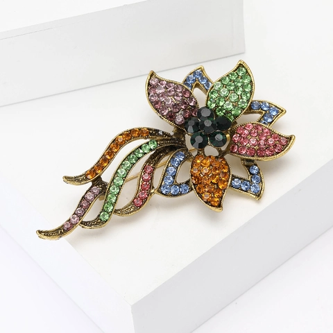 Spilla A Nodo Di Fiore Retrò In Lega Con Strass Multicolore Stile Vintage Di Alta Gamma Gioielli Da Donna