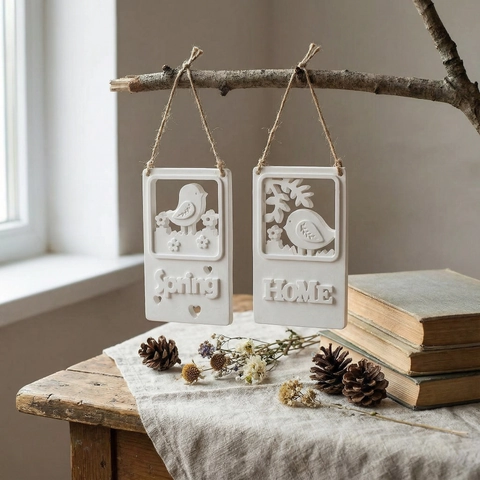 Silikonform Vogel Frühling Zuhause Rechteckig Harzguss DIY Türhänger Anhänger Bastelwerkzeug Für Heimdekoration
