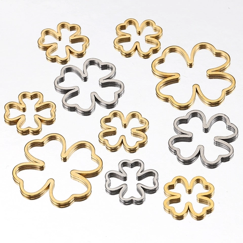 Hollow Clover Charms Pendants Stainless Steel DIY Jewelry Making Accessories For Bracelet Necklace Fashion Women
