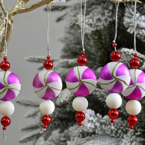 Addobbi Natalizi Da Appendere Plastica PVC Glitter Dipinti Decorazioni Festive Pendenti Forme Di Stelle E Caramelle