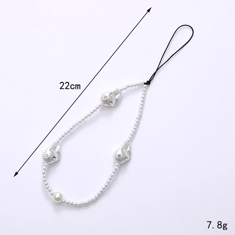 Cordino per Telefono in Lega di Perle Artificiali Fatto a Mano Ciondolo Barocco con Strass Cinturino da Polso Donna