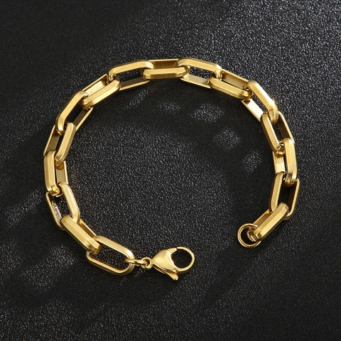 Pulsera Hombre Acero Inoxidable 316L Cadena Caja Geométrica Joyería Hip Hop Minimalista