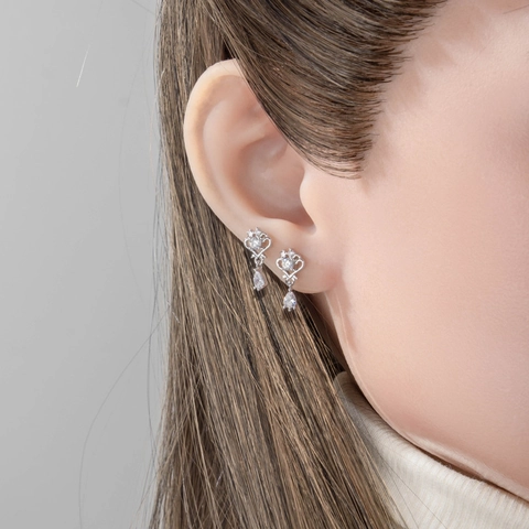 Herz Wassertropfen Anhänger Cartilage Piercing Stud Titanstahl Kupfer Zirkon Krone Vintage Helix Ohrring Für Frauen