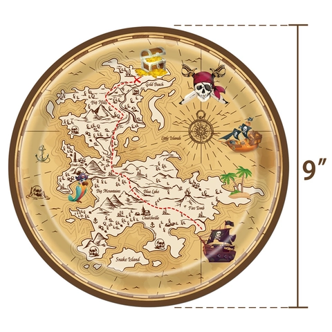 Pirate Treasure Map Disposable Party Tableware Banner Decorations Paper Plates Cups Napkins Tablecloth Plastic Cutlery Birthday