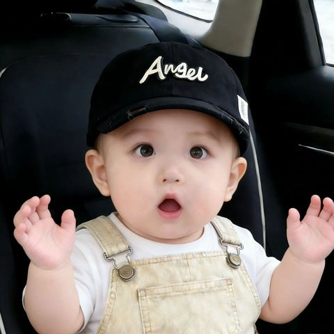 Kids Baseball Cap Angel Embroidery Distressed Washed Cotton Adjustable Sun Hat Casual Outdoor