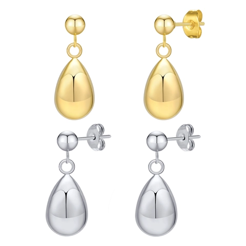 Orecchini a Bottone a Goccia in Acciaio Inossidabile Chic Francese per Donna Orecchini a Goccia Metallici Placcati Oro 18K Gioielli Minimalisti Regalo