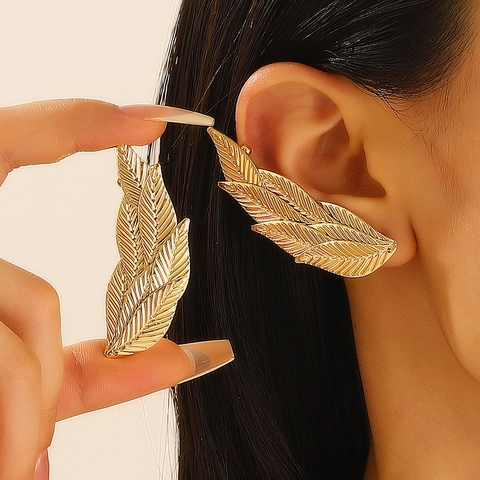 Orecchini Rampicanti Vintage in Ferro Dorato a Forma di Fiore e Foglia Minimalisti Accessori Gioielli alla Moda Donna