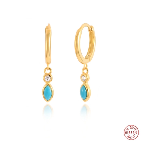 925 Sterling Zilveren Hoop Oorbellen Met Marquis Turkoois En Witte Zirkonia Hanger Boho Sieraden Voor Dames