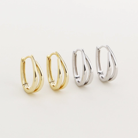 925 Sterling Silver U-Shape Double Layer Hoop Earrings Minimalist Geometric Line Jewelry For Women Daily Fashion Accessories