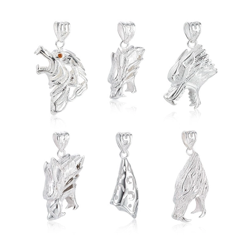 Collana Con Ciondolo A Dente Di Lupo Argento Sterling 925 Stile Etnico Tribal Gioielli Testa Di Animale Per Uomini Donne Zirconia Rossa