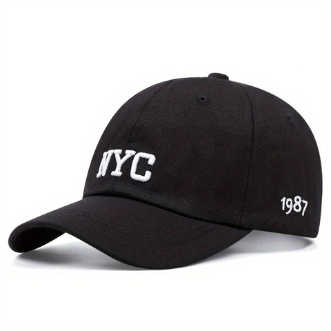 Damen Herren Casual Baumwollmischung Baseballkappe NYC Buchstaben Stickerei Sonnenschutz Streetwear Verstellbarer Hut Unisex Outdoor
