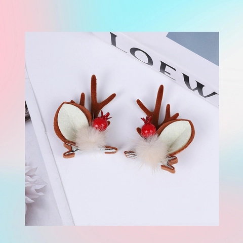Navidad Reno Asta Pinzas Para El Cabello Felpa Fieltro Oreja Floral Pato Pines Lindo Fiesta Festiva Disfraz Tocado Mujer