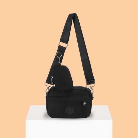 Borsa Tracolla Donna Nylon Resistente All'acqua Leggera Borsa A Spalla Con Mini Pochette Rimovibile Stile Casual