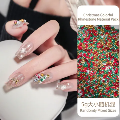 Décorations Pour Ongles De Noël Rivets Métalliques Mélangés Perles En Résine Étoile Lune Flocon De Neige Charms Manucure