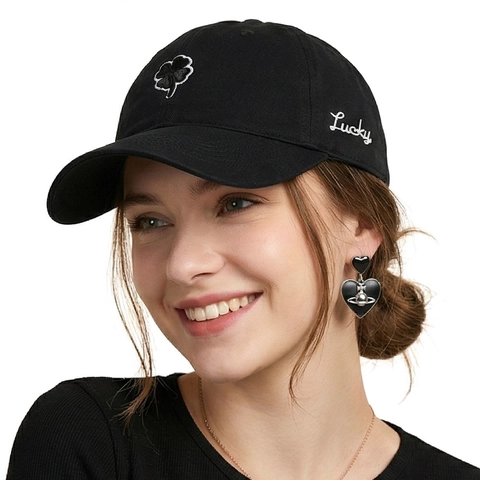 Cappello Da Baseball In Cotone Ricamato Quadrifoglio Lettera Lucky Regolabile Protezione Solare Berretto Unisex Outdoor