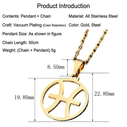 Collana Con Pendente Segno Zodiacale Tondo Cavo In Acciaio Inossidabile Costellazione Simboli Astrologici Gioielli Uomo Donna