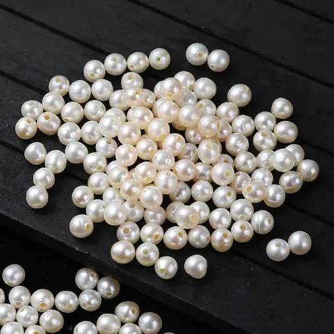Natural Artificial Pearl Loose Beads Large Hole Round Rice Shape DIY Jewelry Making Accessories For Earrings Bracelets