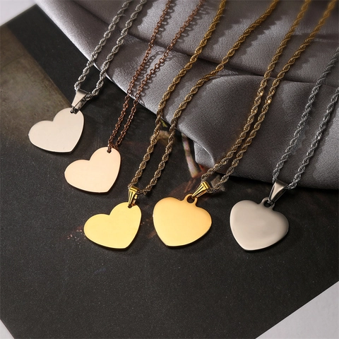 Herz Anhänger Halskette Edelstahl Poliert Minimalistisch Mode Schmuck Seilkette Für Damen Herren