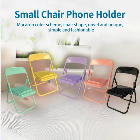 Creative Mini Chair Shape Foldable Phone Holder Desktop Stand Macaron Color Portable Plastic Mobile Support Ornament