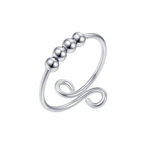 Minimalistische Open Koperen Ring Voor Vrouwen Mannen Verstelbare Roterende Kralen Angst Ring Mode Sieraden Vingerring