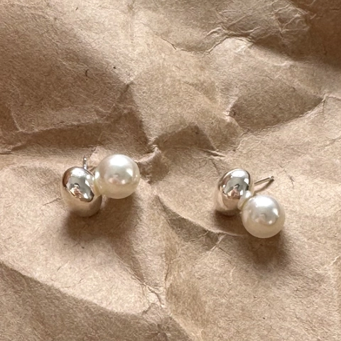 Elegante 925 Sterling Silber Künstliche Perlen Ohrstecker Minimalistische Geometrische Ovale Gold Silber Plattiert Ohrringe Für Damen Schmuck Geschenk