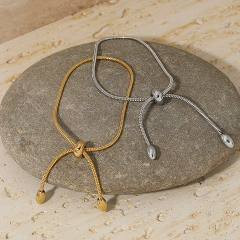 Minimalistische Roestvrijstalen Slangenketting Armband Voor Dames Verstelbare Schuifsluiting Waterdichte Hypoallergene Sieraden