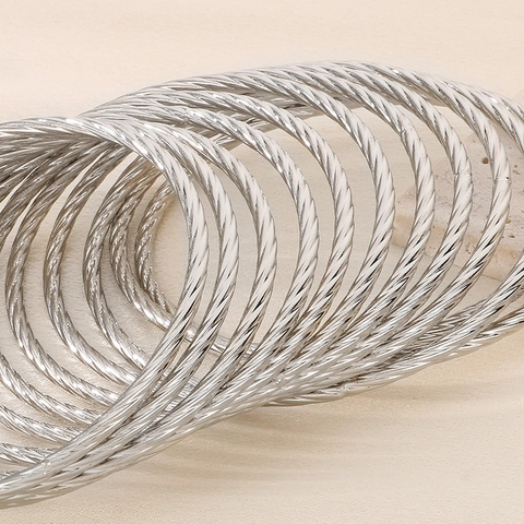 Bracciale Rigido Cavo Intrecciato Acciaio Inossidabile Impilabile Bijoux Moderno Punk Minimalista Elegante Moda