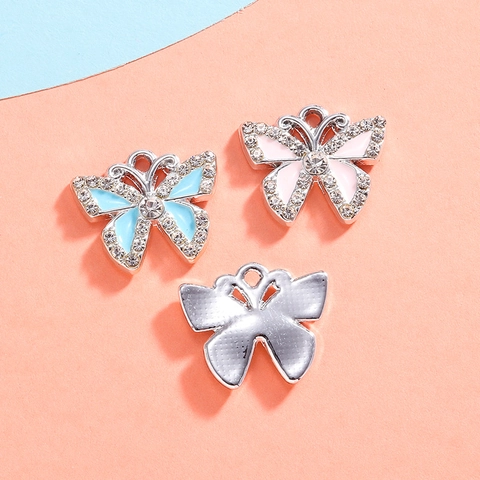 Ciondoli Farfalla Lega Strass Smalto Pendenti Per Collana Braccialetto Produzione DIY Gioielli Accessori