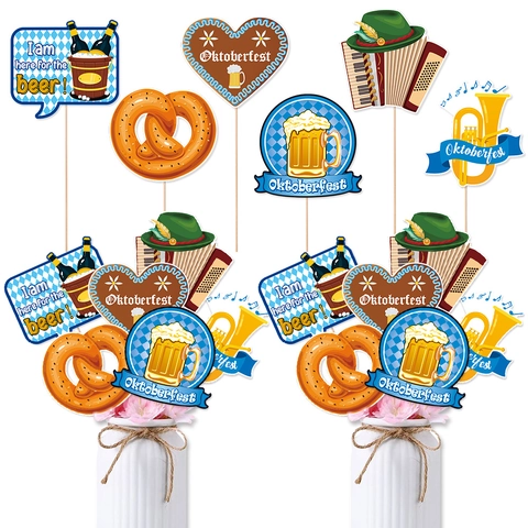 Oktoberfest Vase Inserts Photo Booth Props Paper Bavarian Party Decorations Beer Festival Table Centerpieces