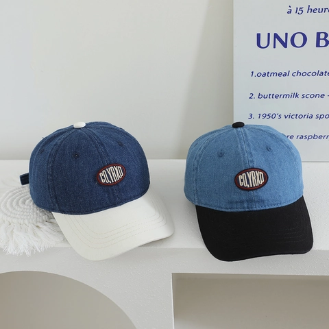 Berretto Da Baseball Bambini Denim Patchwork Ricamo Lettera Cappello Parasole Ragazzi Ragazze Retrò Regolabile