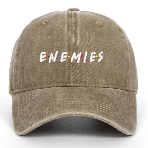 Berretto Da Baseball In Cotone Lavato Con Ricamo Lettere Enemies Retro Distressed Regolabile Stile Hip Hop Per Uomo Donna