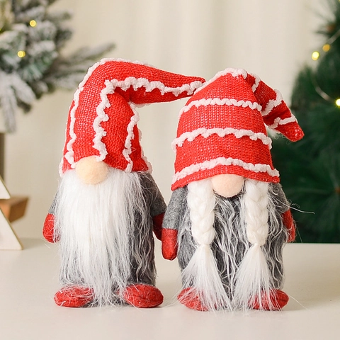 Gnome De Noël En Peluche Poupée Sans Visage Avec Bonnet Tricoté Pour Décoration De Table Suédois Tomte