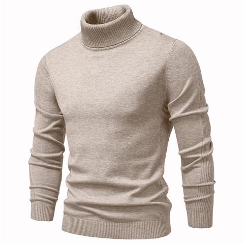 Heren Slim Fit Coltrui Effen Kleur Lange Mouw Gebreide Pullover Casual Basis Geribbelde Gebreide Top Voor Heren Herfst Winter