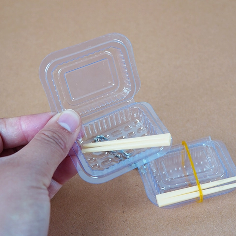 Miniature Food Bento Case Keychain Transparent Plastic Takeaway Container Pendant Dollhouse DIY Craft Accessory For Bag