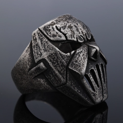 Bague Masque En Acier Inoxydable Vintage Punk Gothique Crâne Bande Pour Hommes Femmes Bijoux Mode