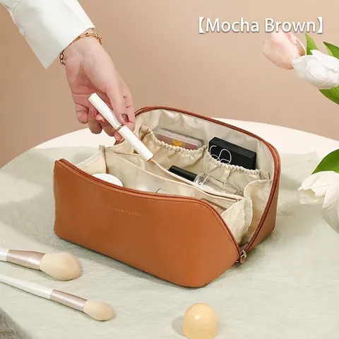 Große Kapazität PU Leder Kosmetiktasche Tragbare Reise Kulturbeutel Wasserdichte Make-up Tasche Für Damen