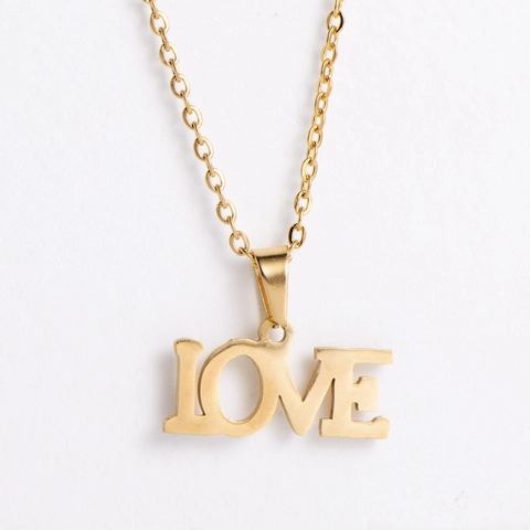 LOVE Brief Anhänger Halskette Und Ohrstecker 18K Vergoldet 316 Edelstahl Modeschmuck Für Frauen Mädchen