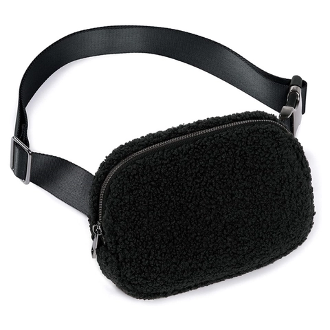 Plush Waist Bag Teddy Fleece Belt Bag Adjustable Strap Stylish Fanny Pack For Women Outdoor Running Hiking Travel