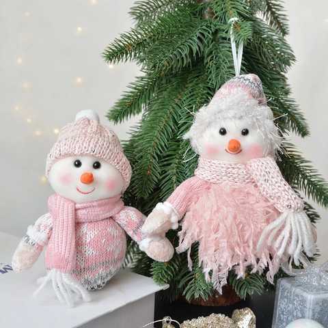 Ornamenti Appesi Albero Di Natale Peluche Babbo Natale Pupazzo Di Neve Bambole Maglia Poliestere Decorazione Festiva