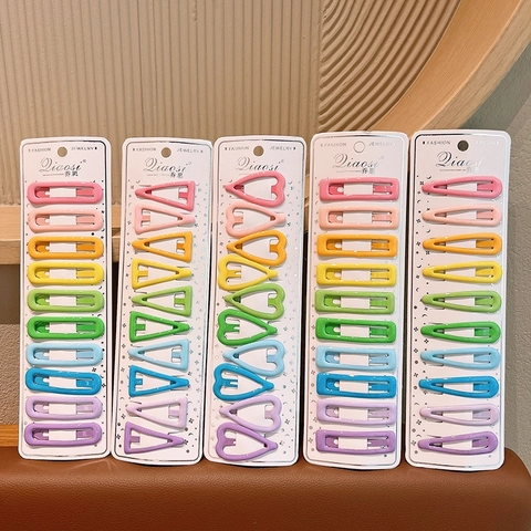 Fermagli Per Capelli Bambini Colorati Arcobaleno Macaron Lega Verniciata Forma Cuore Stella Triangolo Per Ragazze Neonati