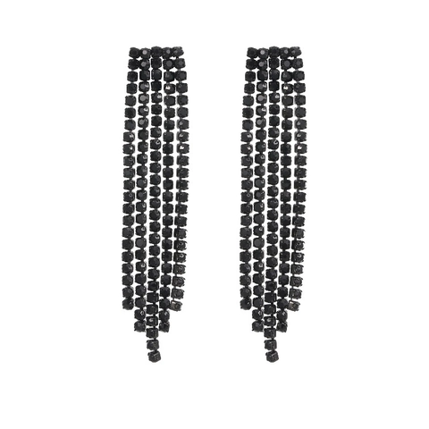Pendientes De Acero Inoxidable Negro Borlas Largas Circón Pernos Industriales Joyas Punk Para Mujeres Hombres