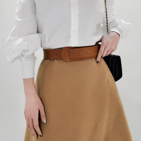 Vintage Women PU Leather Corset Belt Wide Waist Cinching Fashion Belt For Dresses Coats Solid Color Waistband Accessories