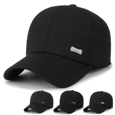 Gorra De Béisbol De Invierno Para Hombre Mezcla De Lana Cálida Ajustable Sombrero De Papá Deporte Placa Metal
