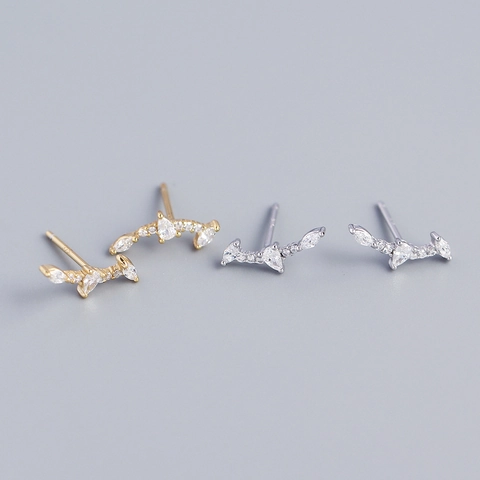 Orecchini A Lobo Con Barra Curva Geometrica Argento Sterling 925 Intarsiato Con Zircone Minimalista Elegante Stile Francese Per Donna