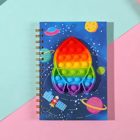 A5 Spiralnotizbuch Mit Silikon Pop It Fidget Toy Stressabbau Cartoon Einhorn Dinosaurier Thema Für Kinder Studenten