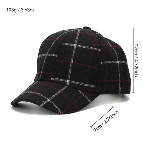 Unisex Brits Vintage Geruit Honkbalpet Polyester Harde Bovenkant Gebogen Rand Outdoor Zonnescherm Verstelbare Pet
