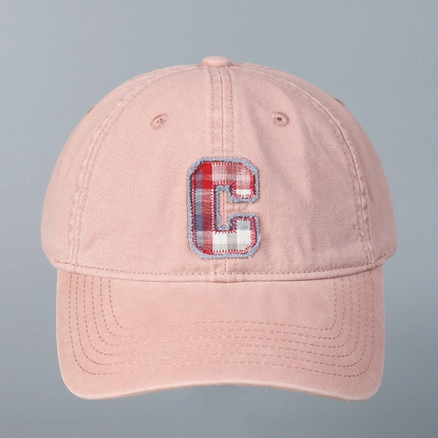 Casquette De Baseball En Coton Lavé Broderie Patch Lettre C À Carreaux Vintage Réglable Respirante Chapeau De Soleil Hommes Femmes